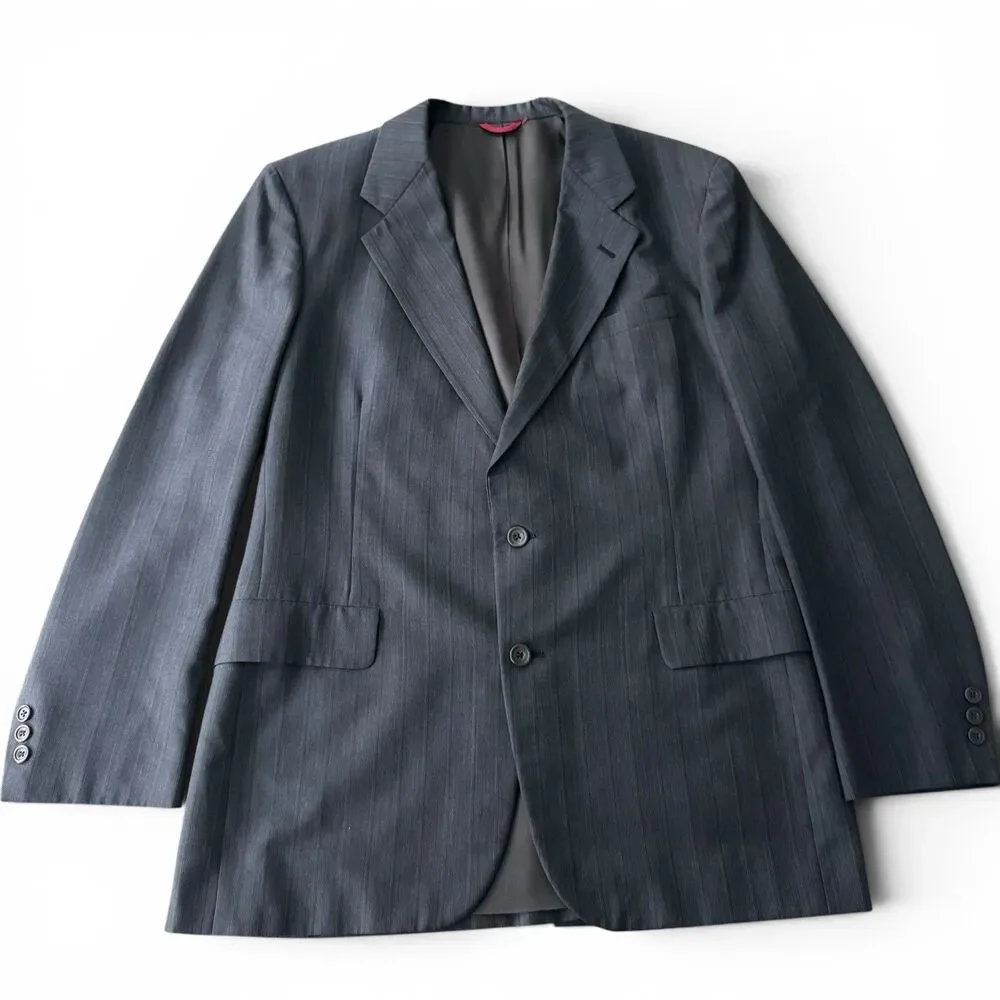 Christian Dior Monsieur Blazer 43L Gray Pinstripe VTG Wool USA Union Sport Coat